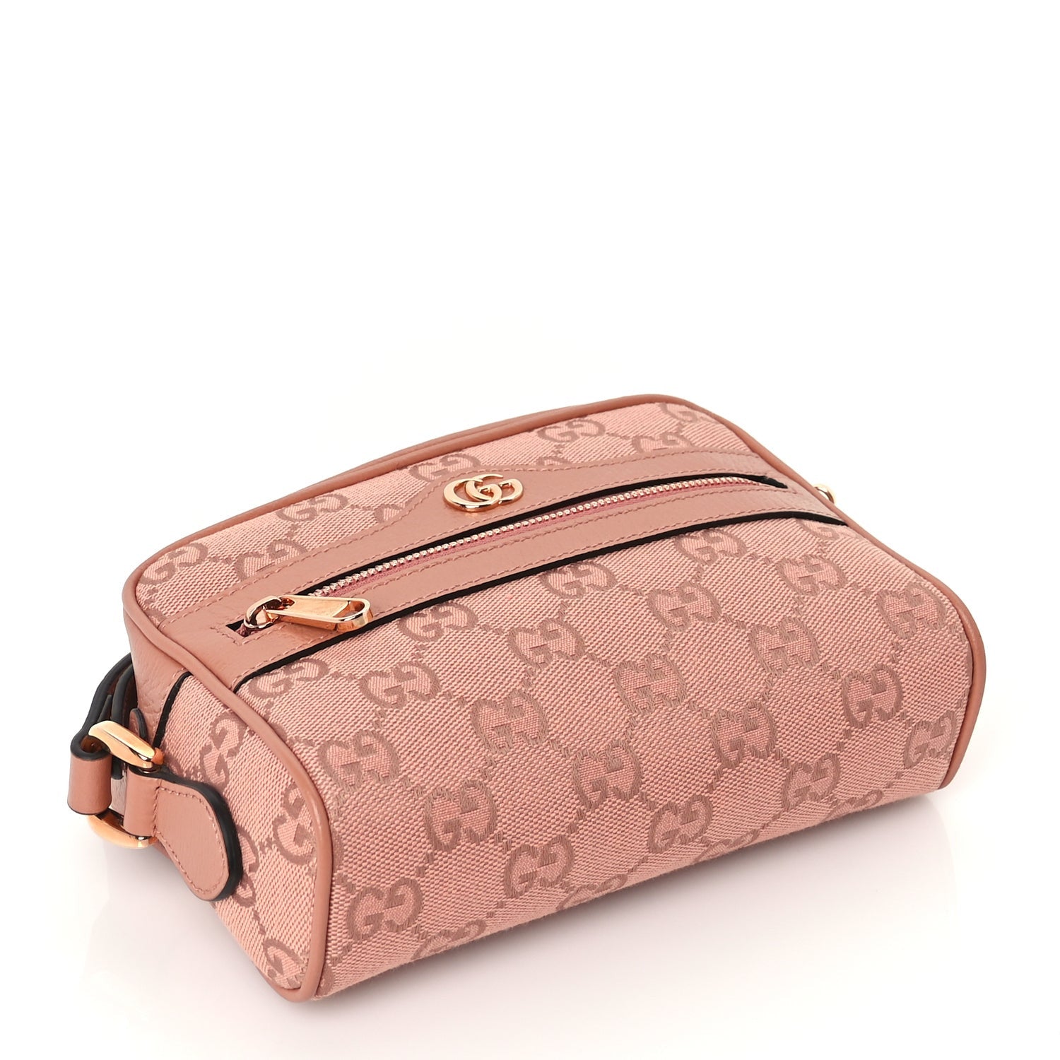 Gucci Monogram Textured Dollar Calfskin Mini Ophidia Shoulder Bag Cloche Rose Pink 3 of 8