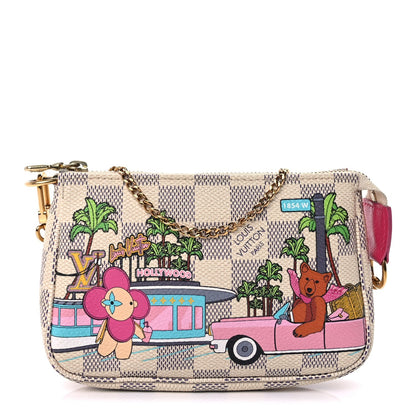 Louis Vuitton Damier Azur 2021 Christmas Animation Hollywood Mini Pochette Accessories  Fuchsia 2 of 9