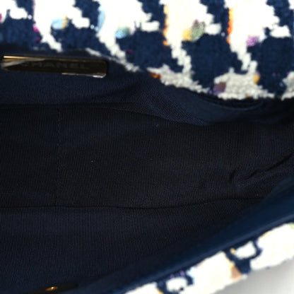 Chanel Tweed Quilted Medium 19 Flap Ecru Navy Blue Multicolor 4 of 9