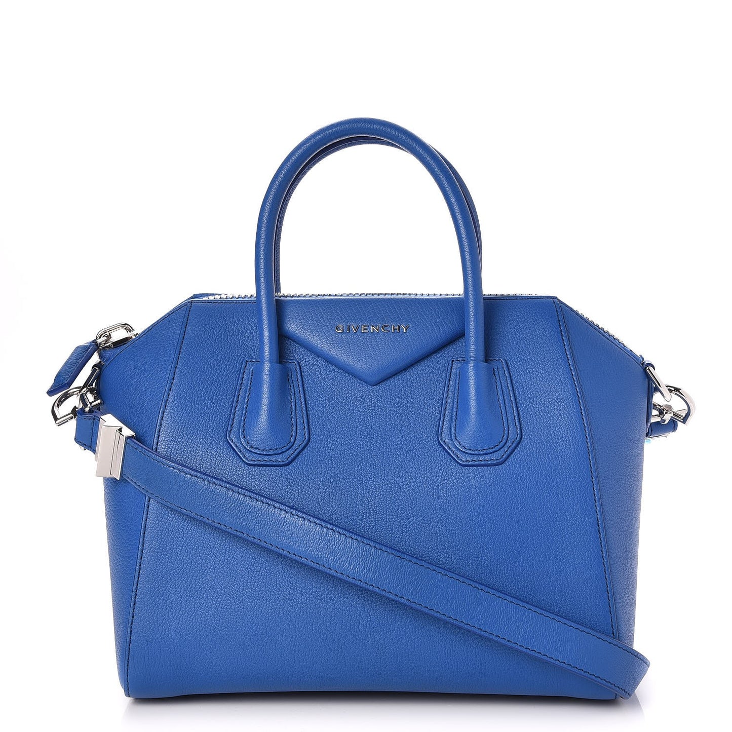 Sugar Goatskin Small Antigona Indigo Blue