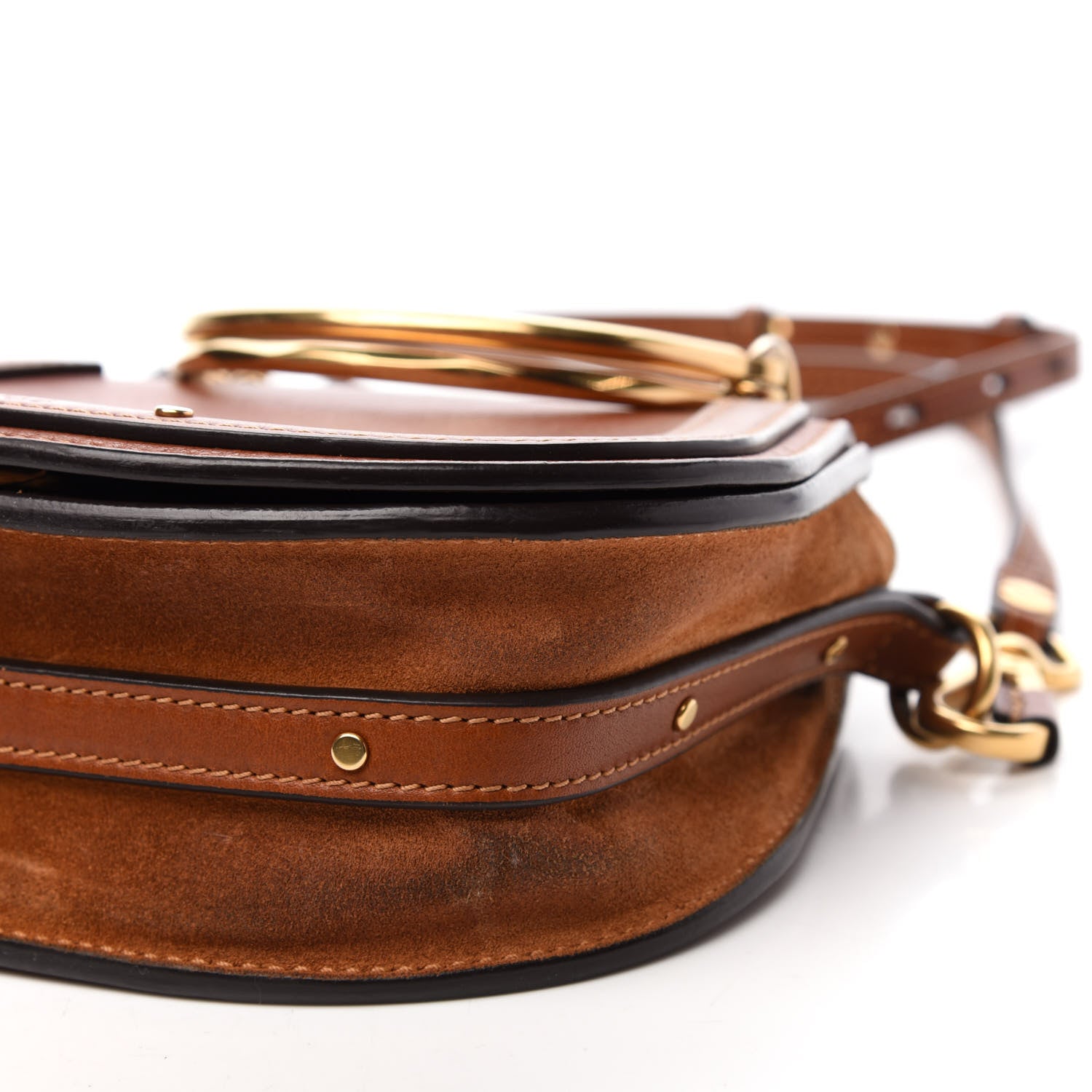 Chloe Calfskin Suede Small Nile Bracelet Bag Caramel 7 of 10