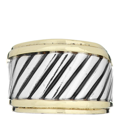 David Yurman Sterling Silver 18K Yellow Gold Cable Cigar Band Ring 54 6.75 1 of 5