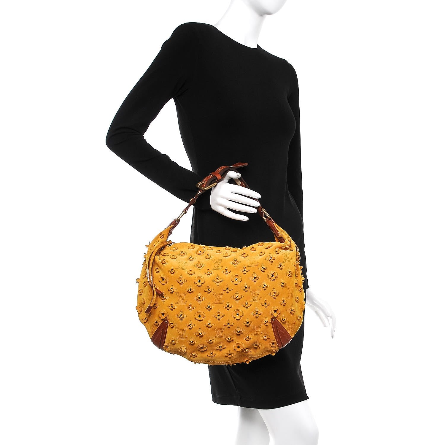 Louis Vuitton Suede Mahina Fleurs Onatah GM Maize 2 of 10