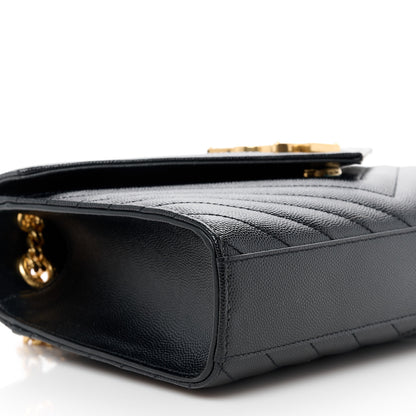 Saint Laurent Grain De Poudre Matelasse Chevron Medium Monogram Satchel Black 10 of 11