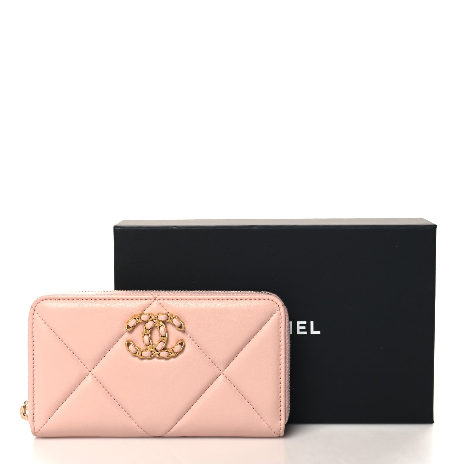 Chanel Lambskin Quilted Chanel 19 Zipped Wallet Light Pink 9 of 9