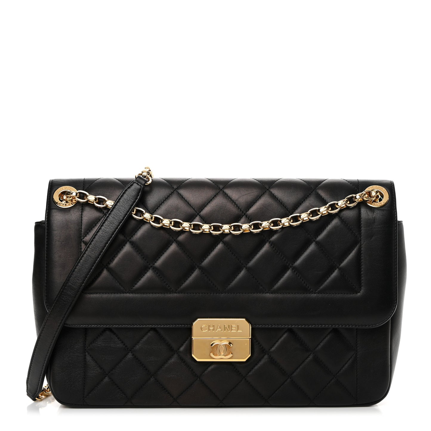 Lambskin Quilted Large Chic With Me Flap Black