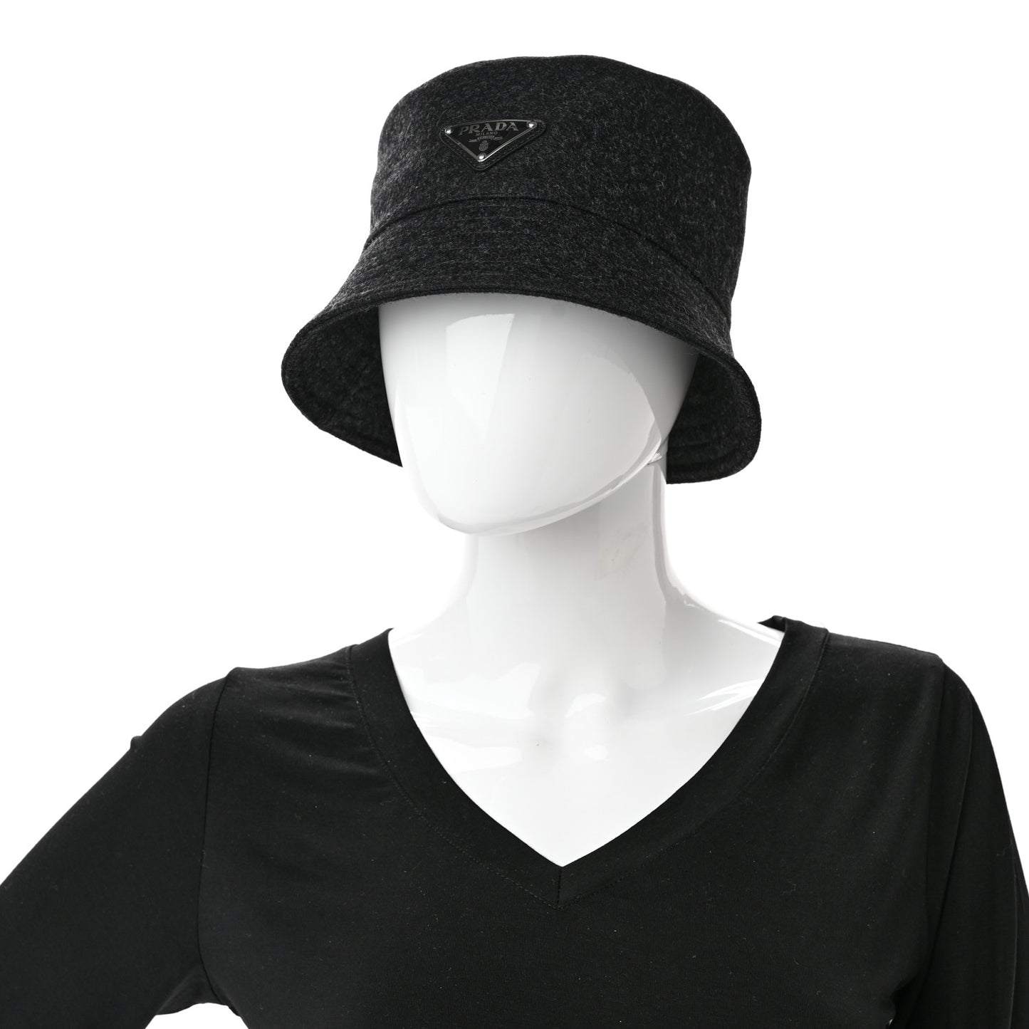 Authentic Loden Wool Metal Triangle Logo Bucket Hat M Anthracite