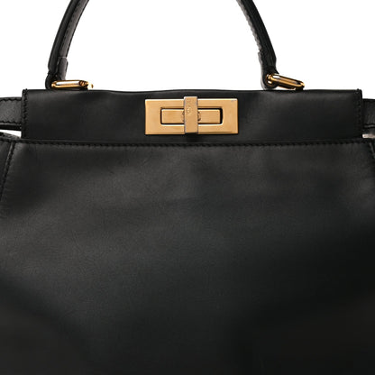 Fendi Vitello Seta Shiny Nappa Medium Peekaboo Iconic Satchel Black 6 of 8