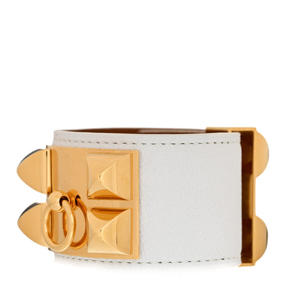 Hermes Epsom Collier De Chien CDC Bracelet S White 1 of 5