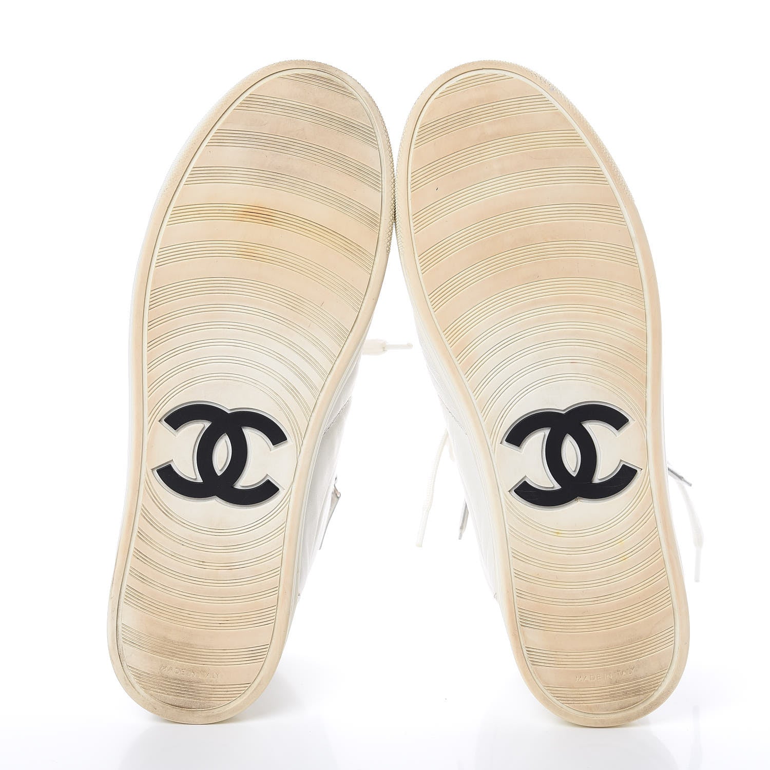 Chanel Calfskin High Top CC Sneakers 37 White 6 of 8