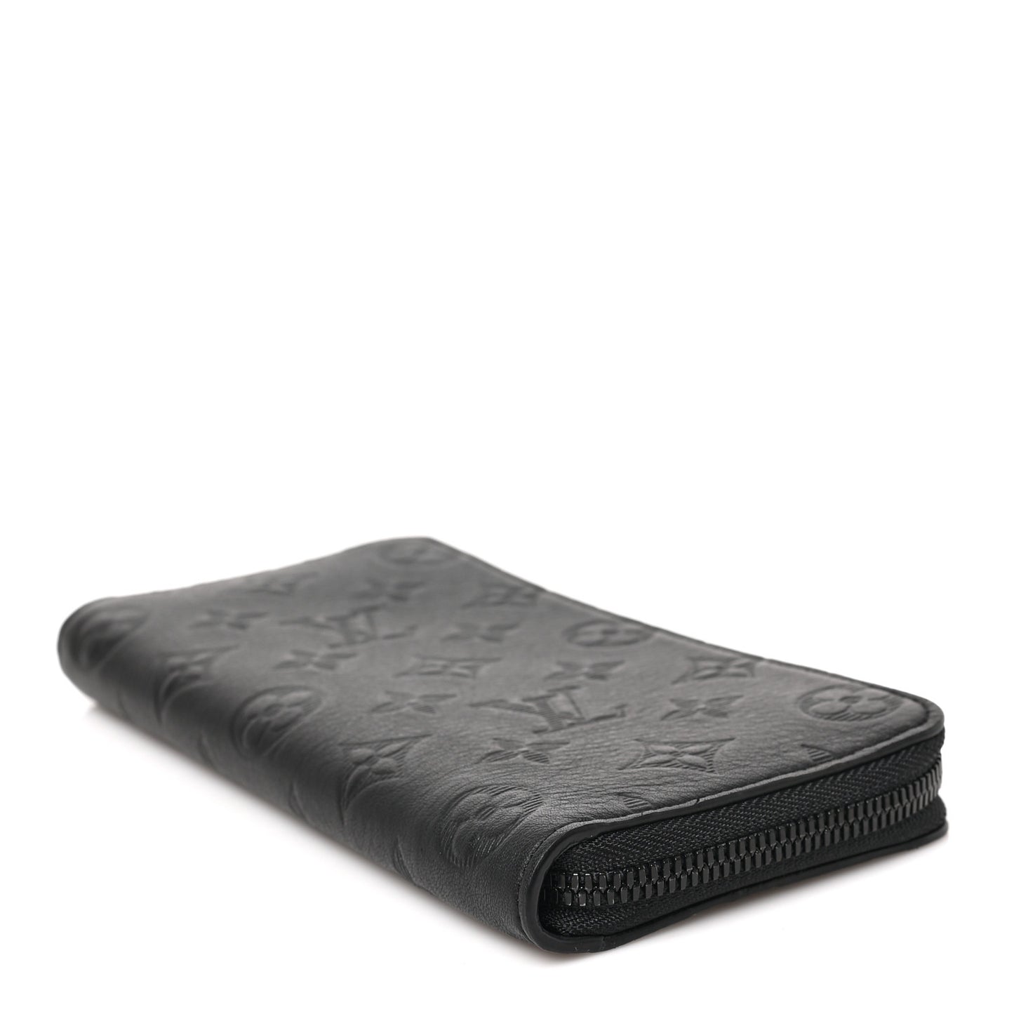 Calfskin Monogram Shadow Vertical Zippy Wallet Black