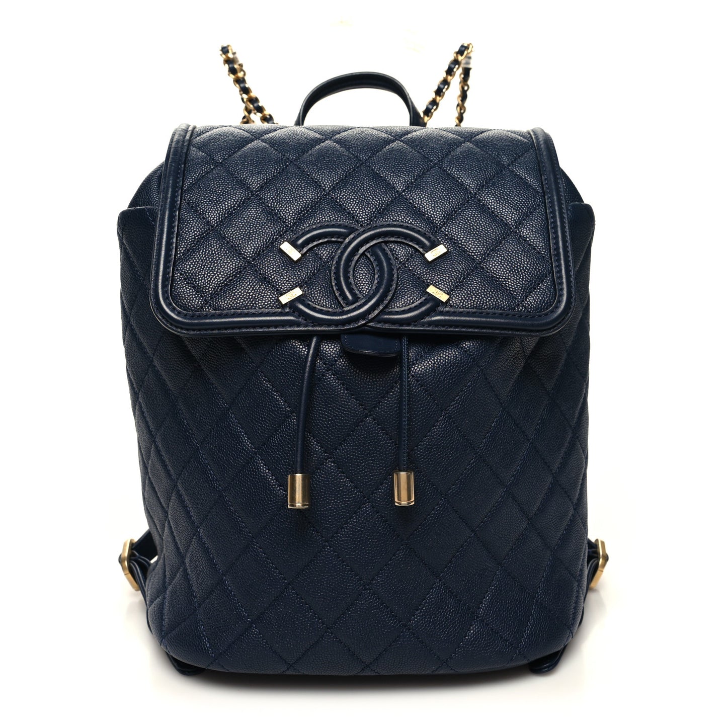 Caviar Quilted Filigree Backpack Navy