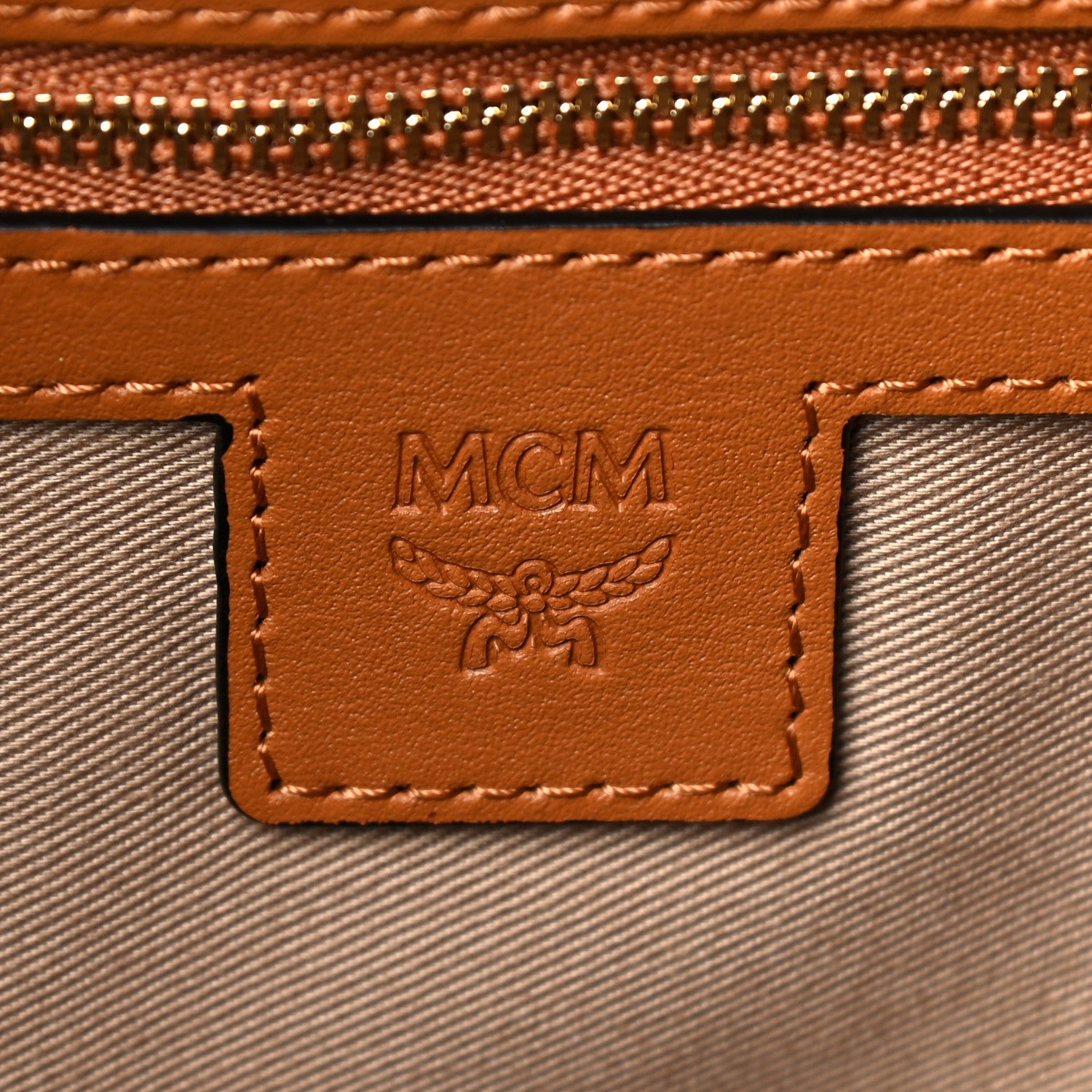MCM Visetos Medium Boston Bag Cognac 6 of 13