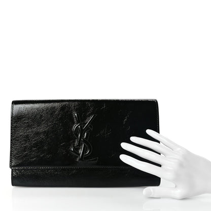 Saint Laurent Textured Patent Monogram Large Belle De Jour Clutch Black 2 of 7