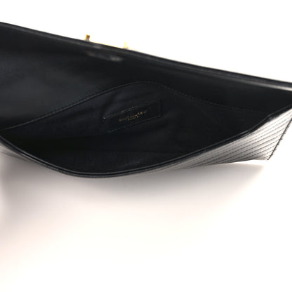 Saint Laurent Calfskin Matelasse Chevron Monogram Uptown Clutch Black 5 of 9