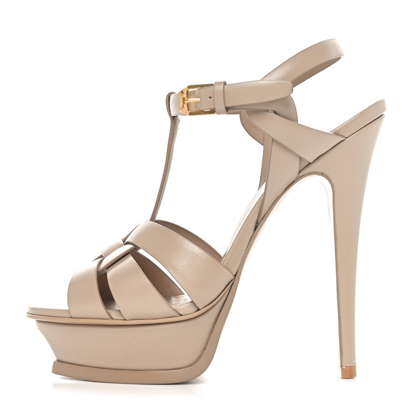 Calfskin Tribute 105 Platform Sandals 36 Nude