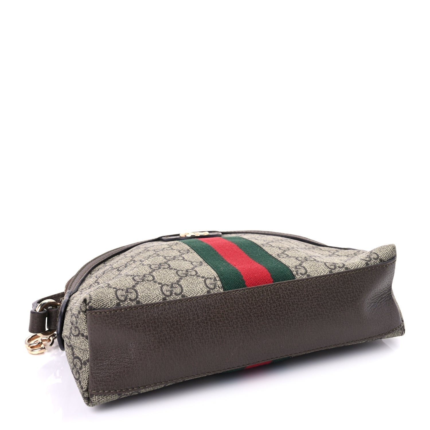 Gucci GG Supreme Monogram Textured Dollar Calfskin Web Small Ophidia Dome Shoulder Bag  Beige Ebony New Acero 3 of 8