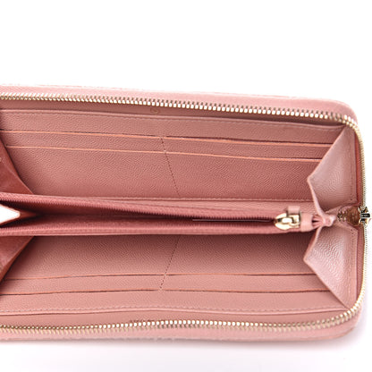 Chanel Caviar Camellia Embossed Zip Around Large Gusset Wallet Nude 5 of 15