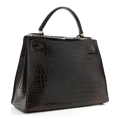 Hermes Shiny Porosus Crocodile Kelly Sellier 28 3 of 10