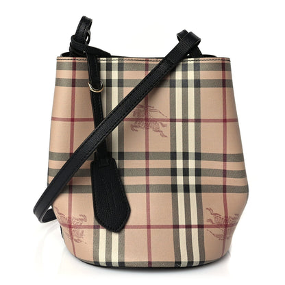 Burberry Haymarket Check Colours Small Lorne Bucket Crossbody Black 1 of 9