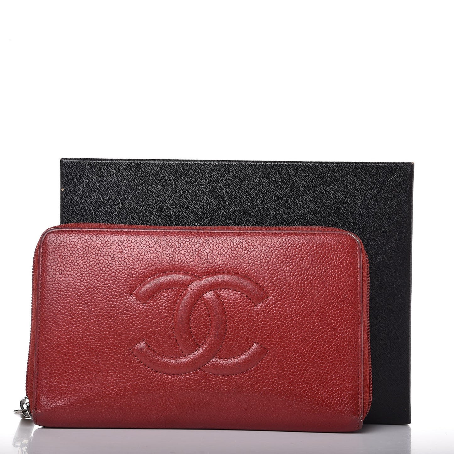 Caviar Large CC Timeless Zip Around Organizer Wallet Red