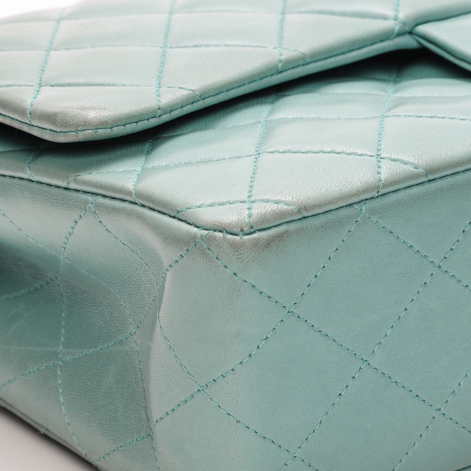 Chanel Lambskin Quilted Medium Double Flap Light Green 8 of 10