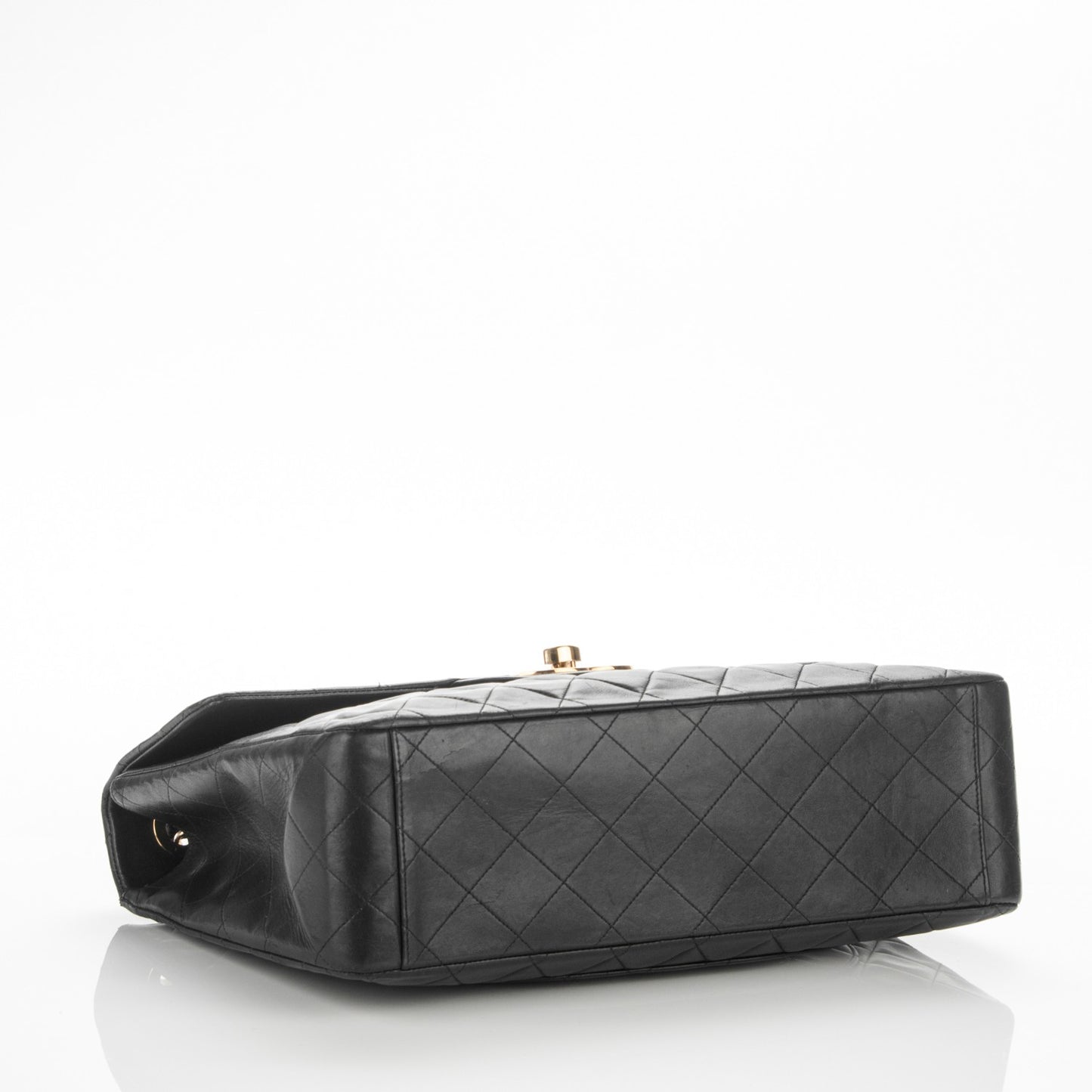 Lambskin Quilted XL Jumbo Single Flap Black