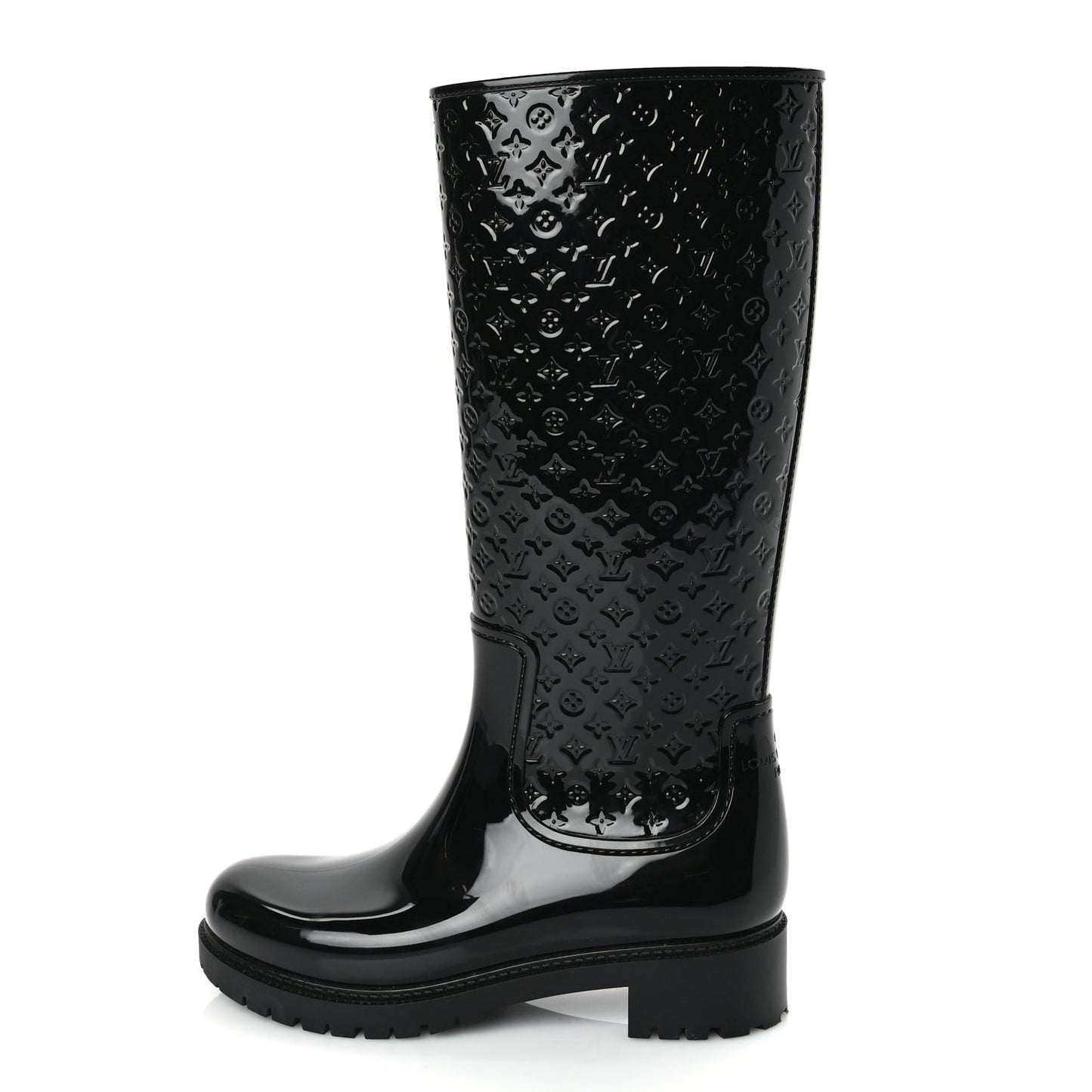 Rubber Embossed Monogram Splash Rain Boots 38 Black Monogram