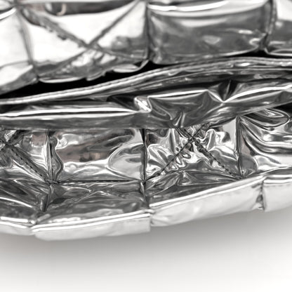 Bottega Veneta Metallic Lambskin Maxi Intrecciato Padded The Belt Cassette Bag Silver 5 of 10