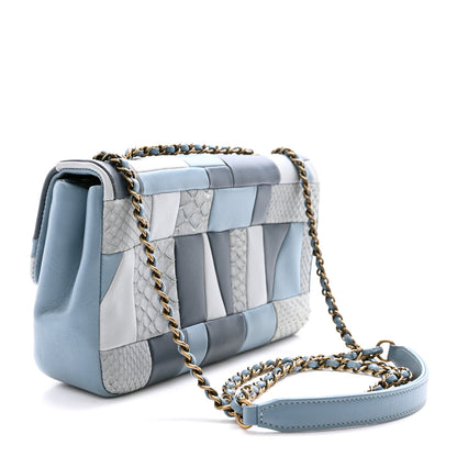 Chanel Snakeskin Lambskin Patchwork Small Flap Blue 3 of 14