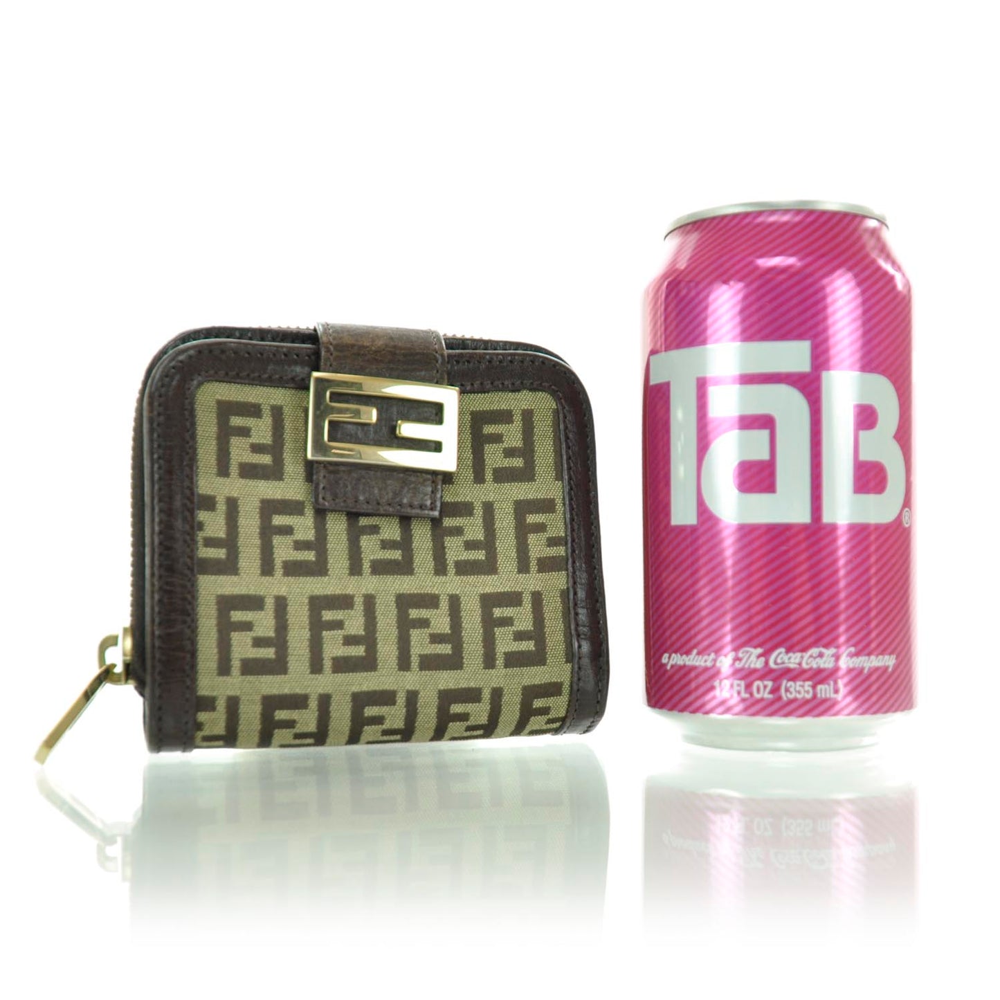 Zucchino Vitello Compact Zip Around Wallet Mogano Panna Bruciato