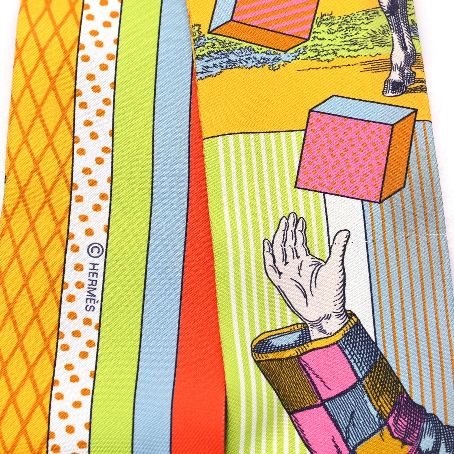 Hermes Silk Twilly Grand Theatre Nouveau Soleil Vert Fluo Multicolor 4 of 4