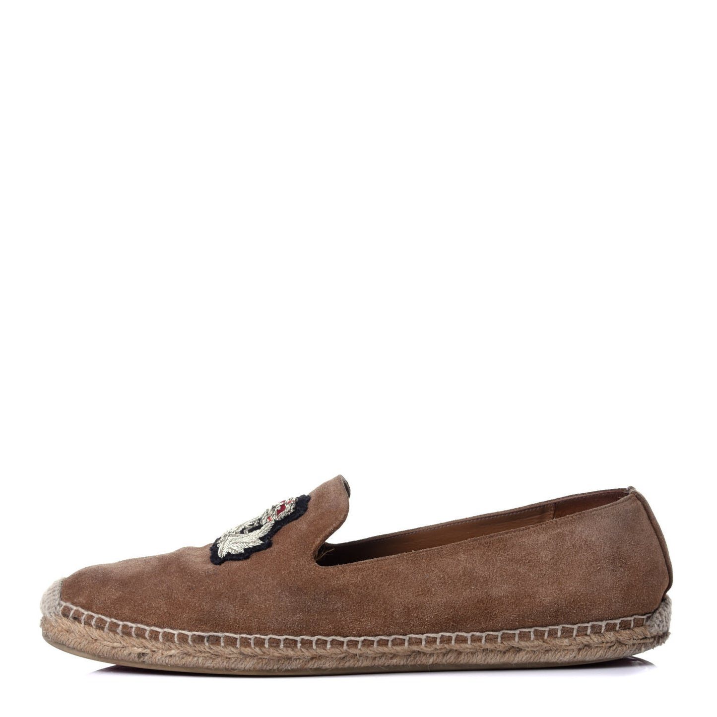 Calfskin Suede Mens Rivalion Flat Espadrilles 45 Brown