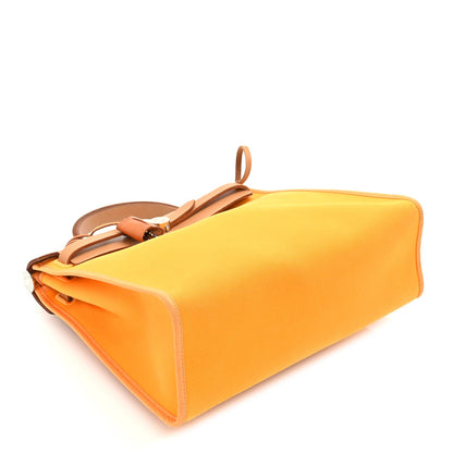 Hermes Toile Officer Vache Hunter Herbag Zip 31 PM Jaune Ambre Natural 9 of 10