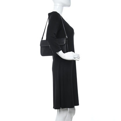 Prada Goatskin Flap Bag Black 2 of 12