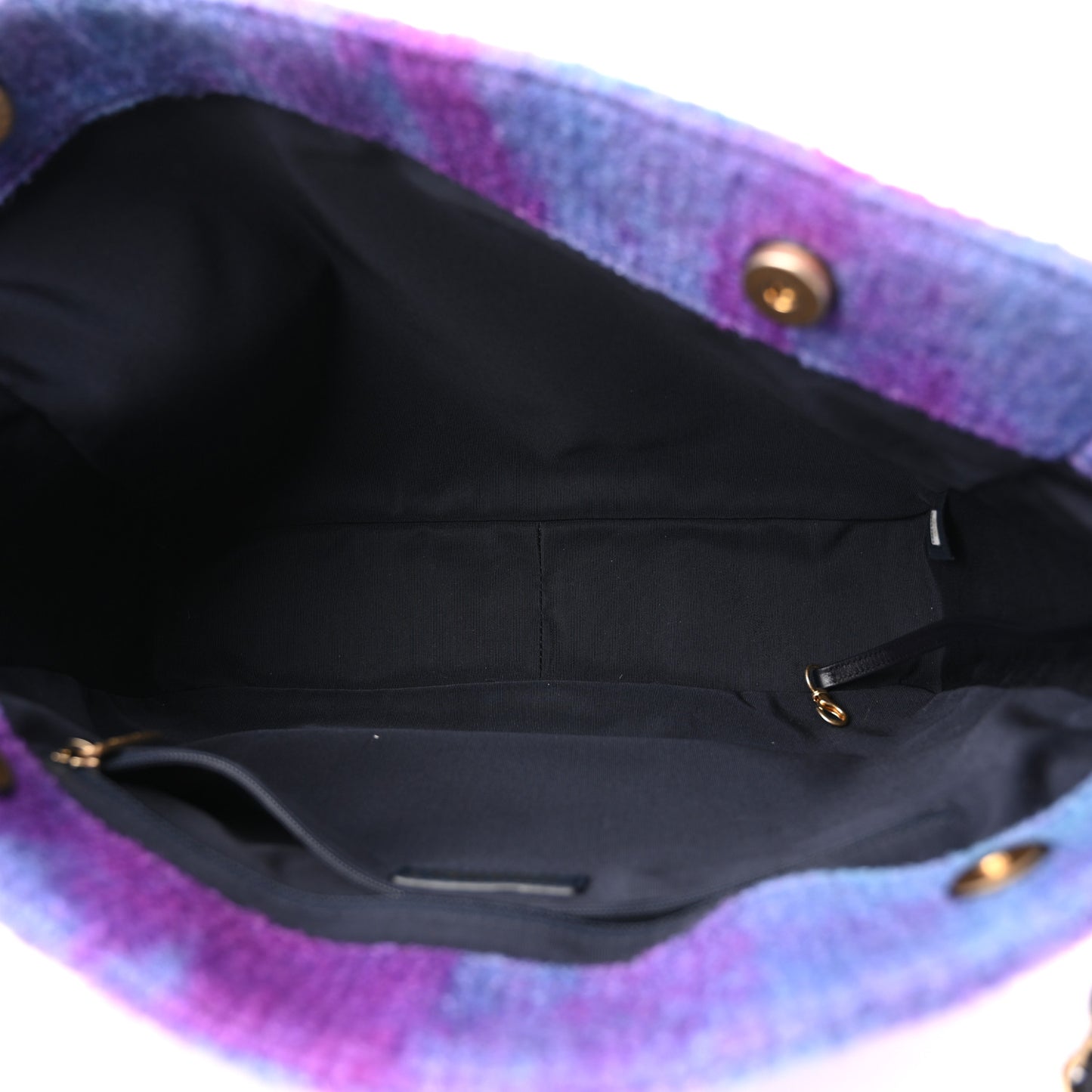 Wool Tweed CC Tote Purple Black Blue