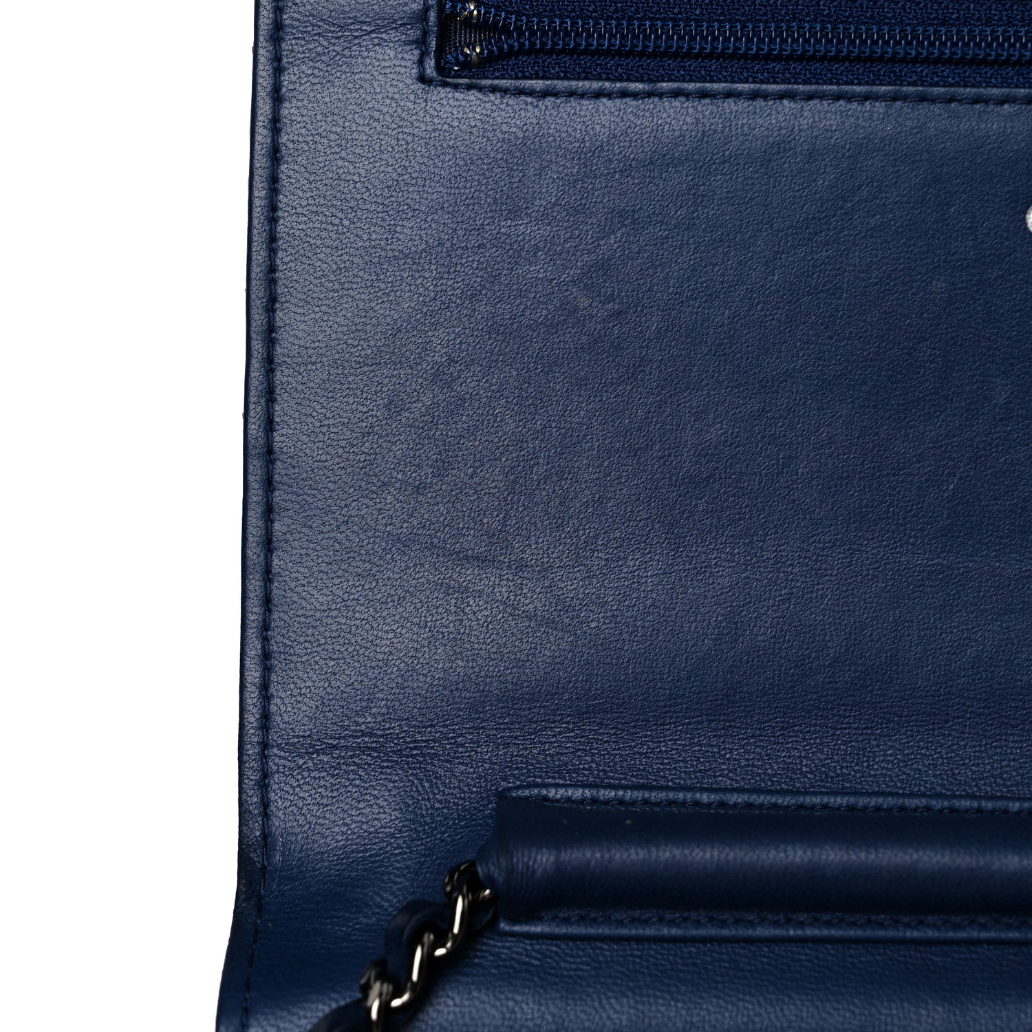 Chanel Lambskin Quilted CC Crossing Wallet On Chain WOC Blue 13 of 23