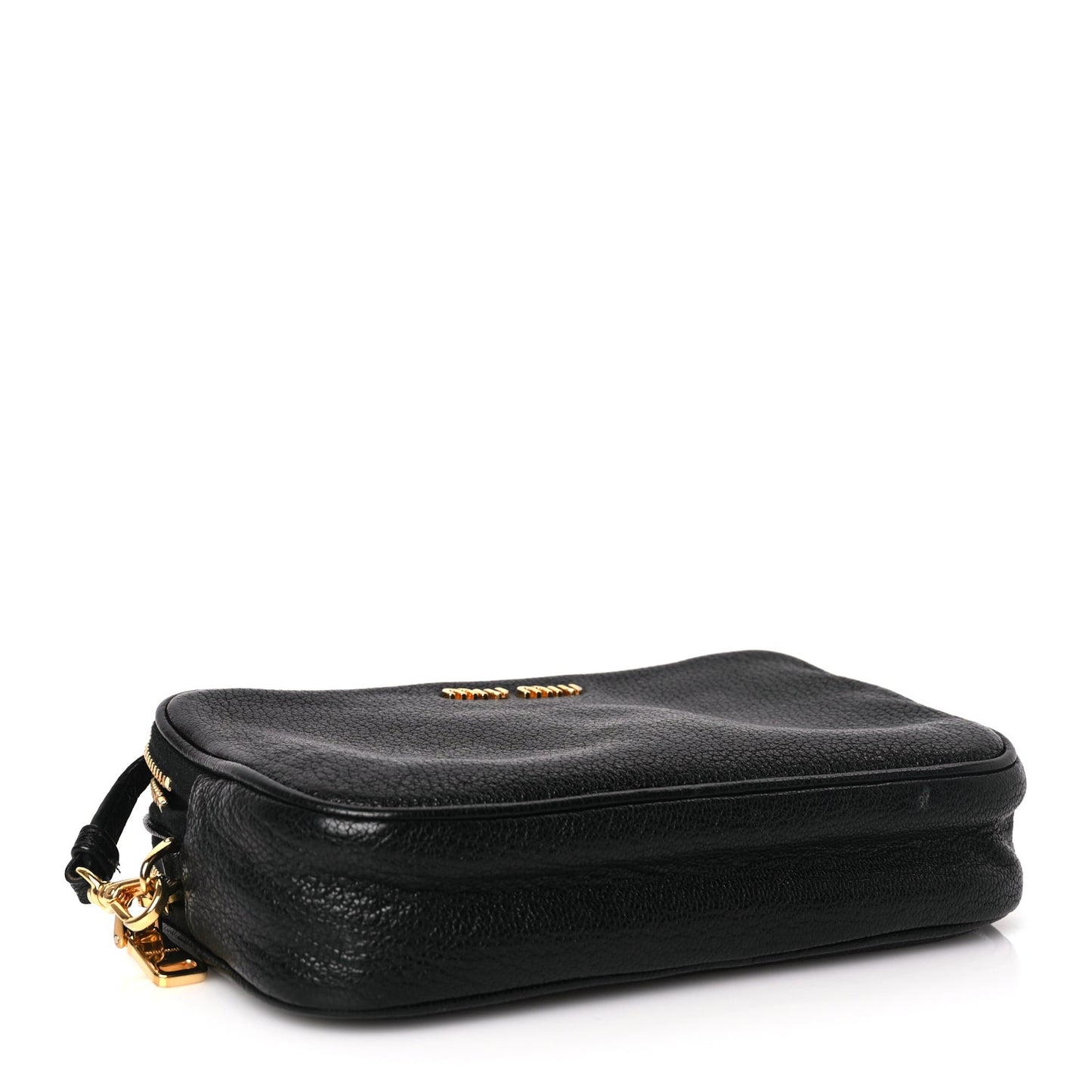 Goatskin Madras Double Zip Pochette Clutch Black