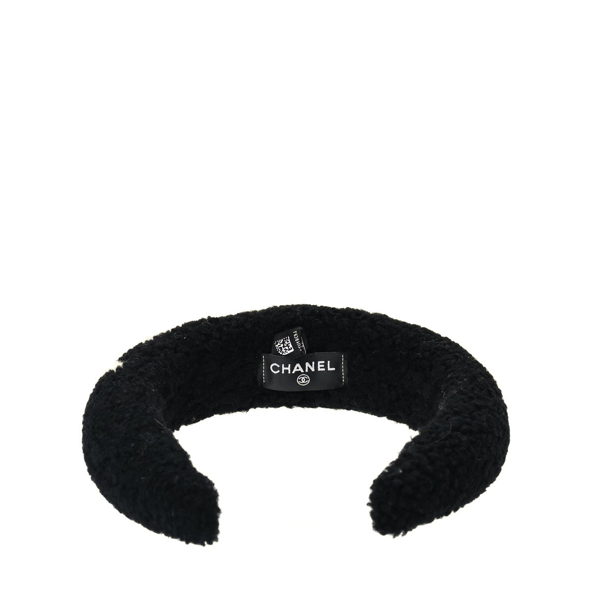 Chanel Shearling Logo Headband Black White 2 of 3