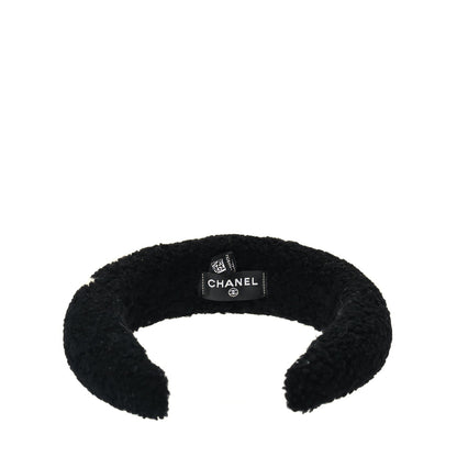 Chanel Shearling Logo Headband Black White 2 of 3