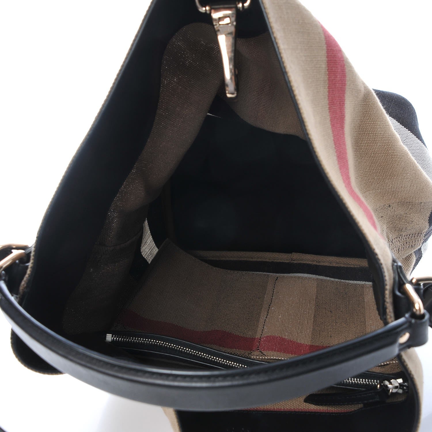 Burberry Canvas Mega Check Medium Ashby Hobo Black 6 of 9