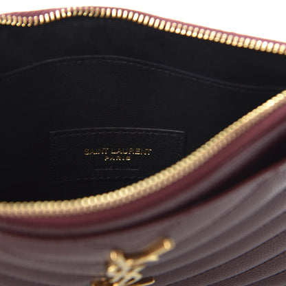 Saint Laurent Grain De Poudre Matelasse Chevron Monogram Bill Pouch Amaranto 7 of 9
