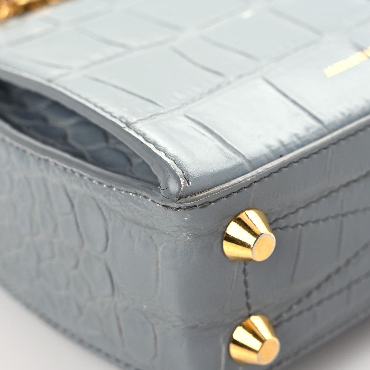 Alexander McQueen Calfskin Crocodile Embossed Box Shoulder Bag 16 Grey 5 of 20