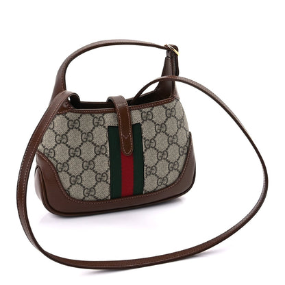 Gucci GG Supreme Monogram Azalea Calfskin Web Mini Jackie 1961 Hobo Beige Ebony Brown Sugar 2 of 7