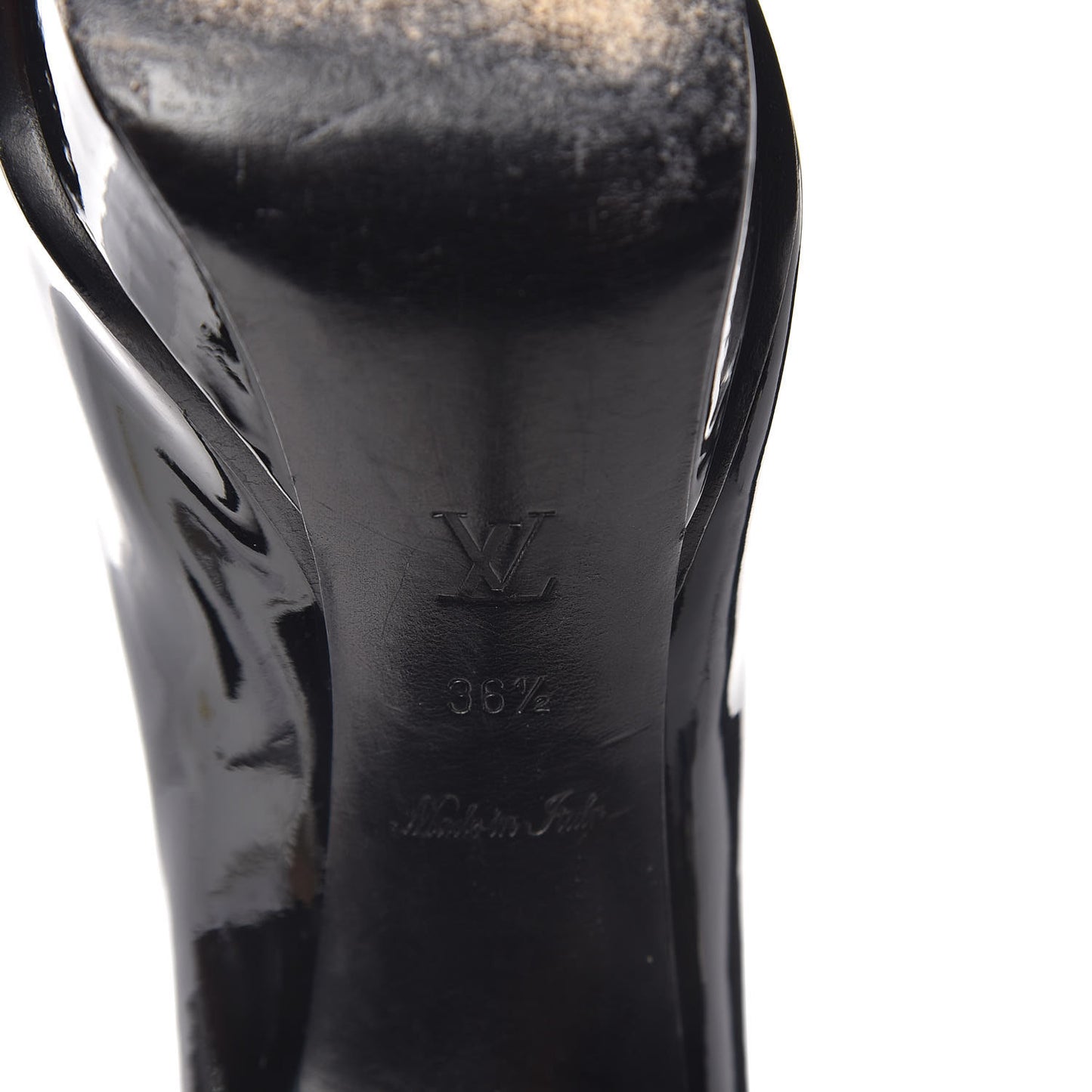 Patent Calfskin Eyeline Open Toe Pumps 36.5 Black