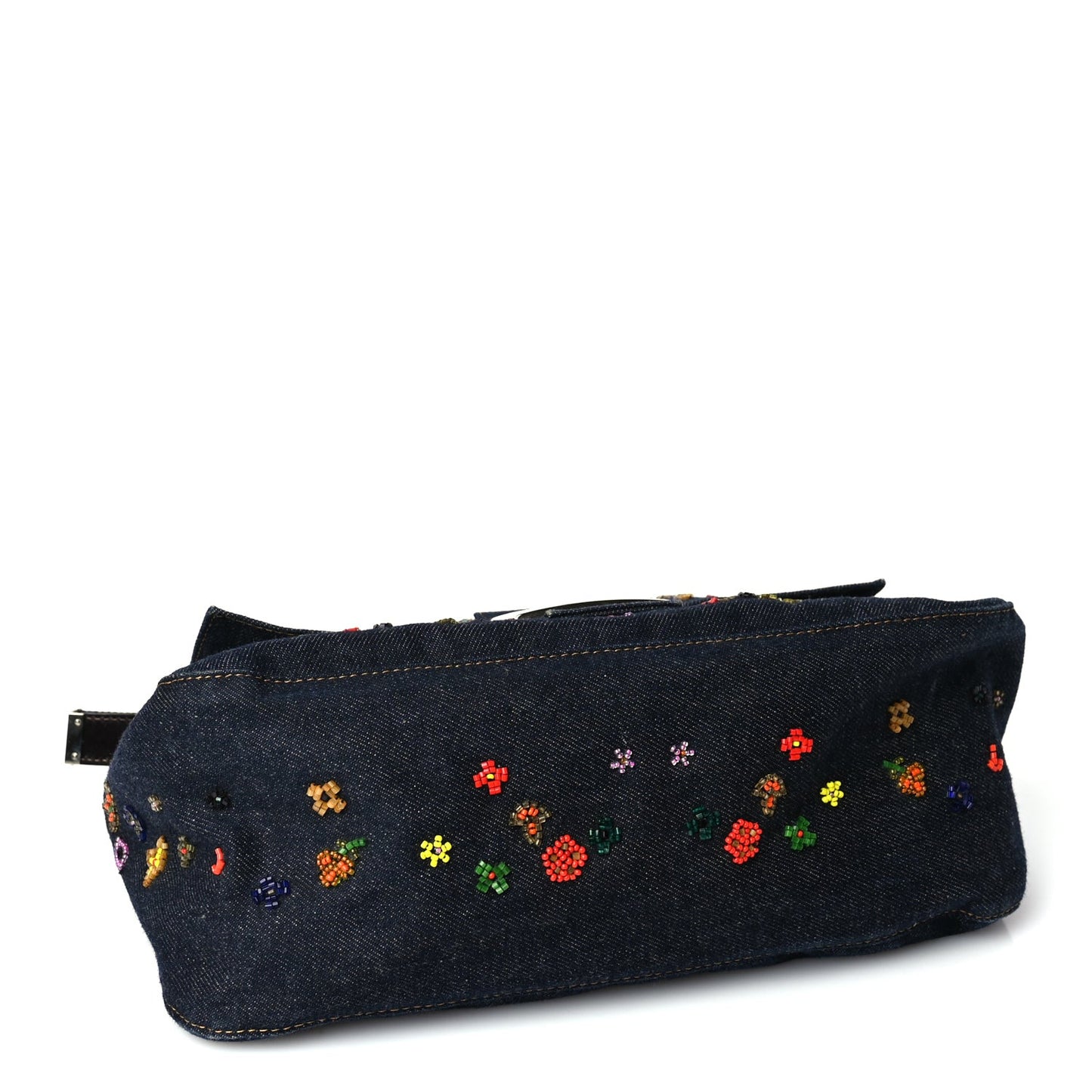 Denim Beaded Mama Baguette Blue