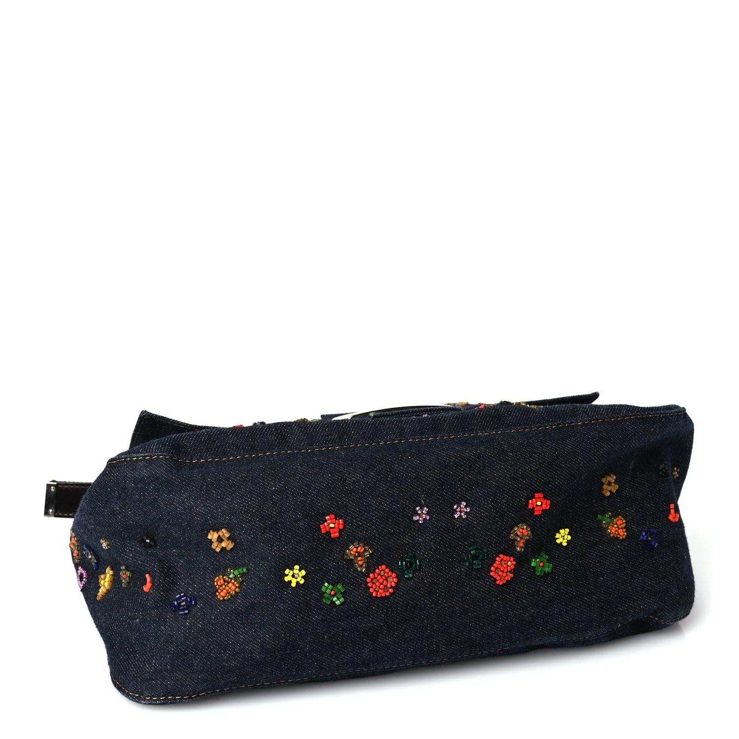 Fendi Denim Beaded Mama Baguette Blue 3 of 8