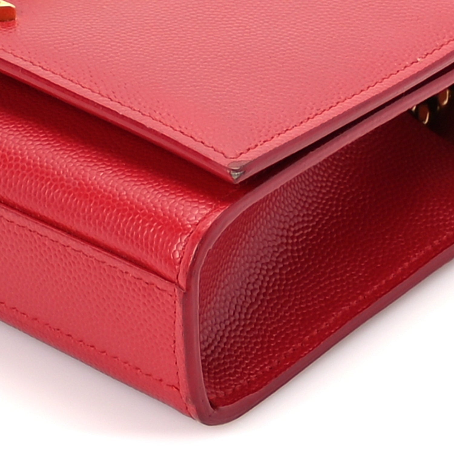 Saint Laurent Grain De Poudre Small Monogram Kate Satchel  Red 7 of 8