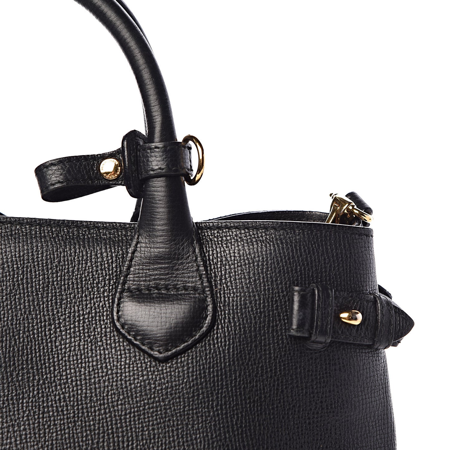 Grainy Calfskin House Check Medium Banner Tote Black