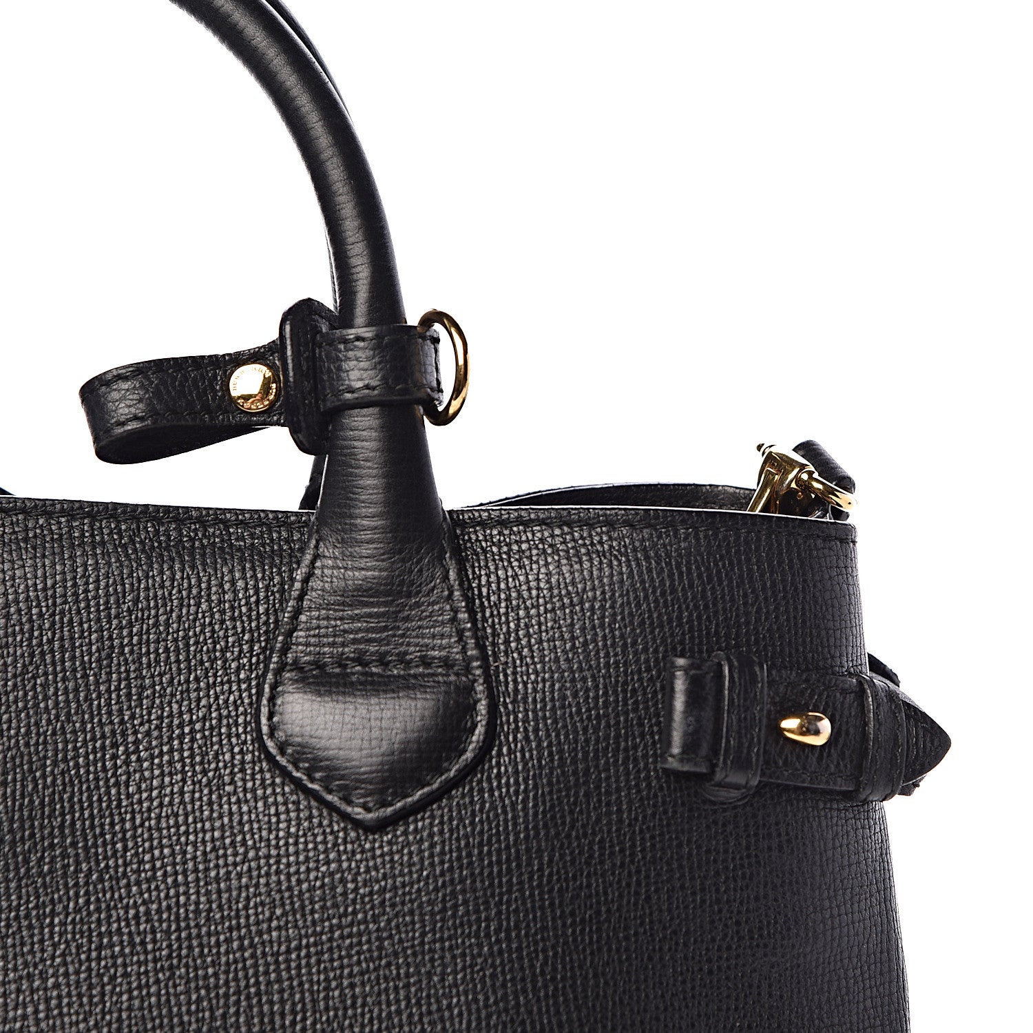 Burberry Grainy Calfskin House Check Medium Banner Tote Black 16 of 16